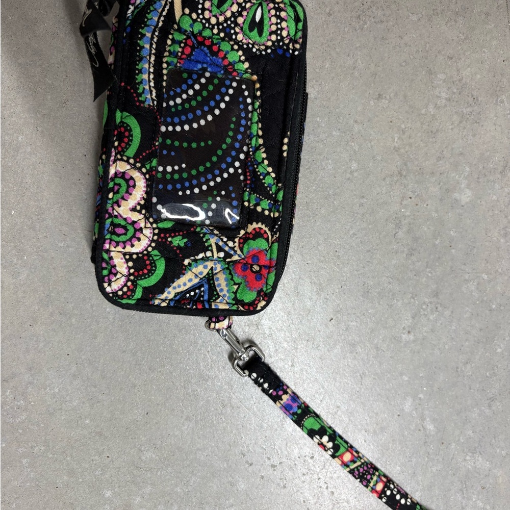 Vera Bradley Black and Green Wallet with Artistic Paisley Design